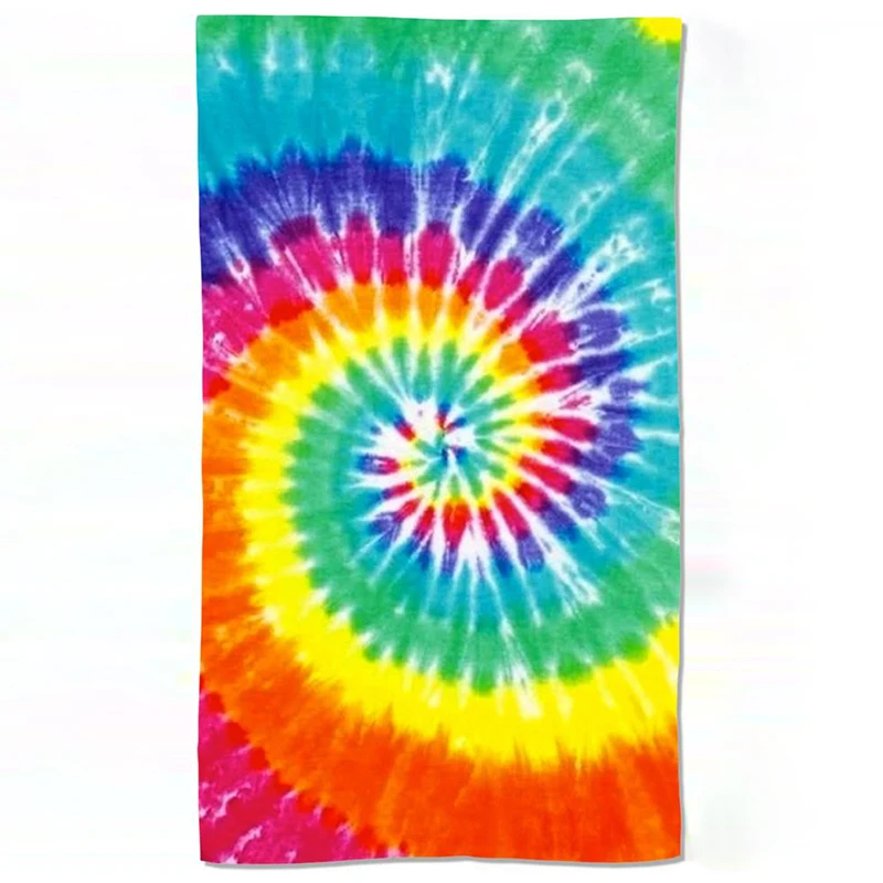 Tie-dye Beach Towel Woven Microfiber Fabric Square Adults Hand Towel Plain Dyed Sea Free Quick-dry,light Weight CN;JIA
