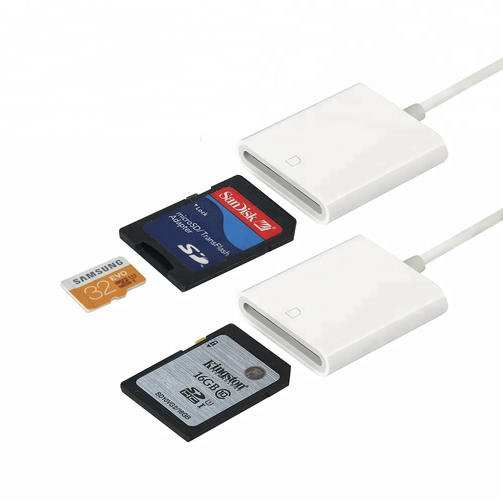 
2 in 1 OTG 8pin to SD TF Memory Card Reader for iPhone iPad Card Reader Adapter 