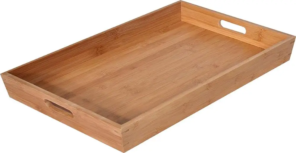 
Bamboo Tea Tray Dinner Bed Tray Bamboo Serving Tray Set of 3 