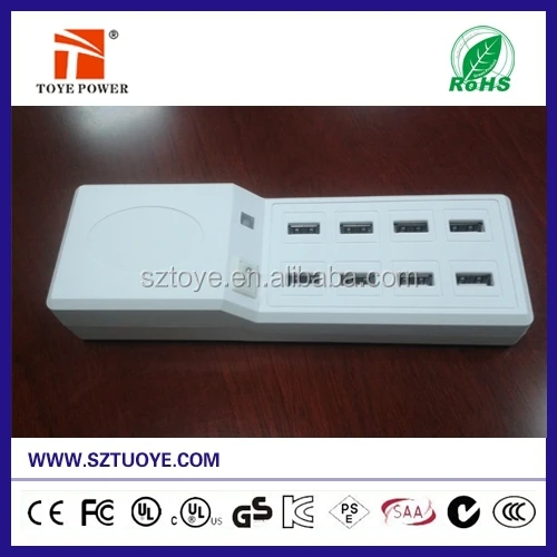 New 50W 5V 10a 8 sockets usb charger rechargeable usb charger