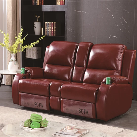 Chesterfreld electric living room furniture recliner with cup holder leather sofa set