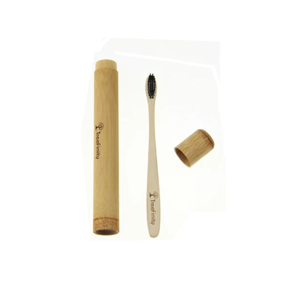Дорожный набор из бамбуковой зубной щетки и бамбукового чехла