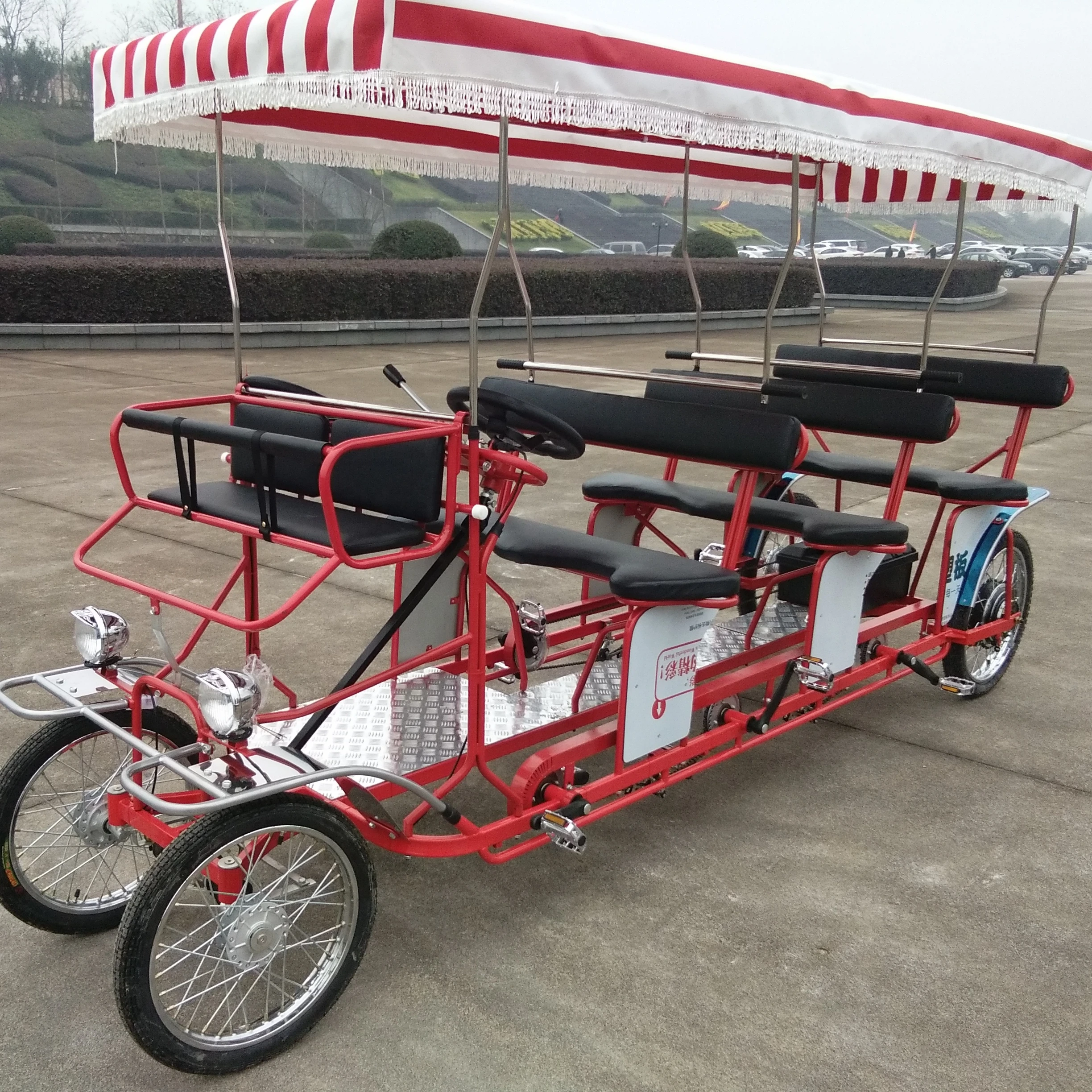 DELUXE  6PERSONS ELECTRIC   SURREY BIKE WITH LED LIGHT QUADRICYCLE