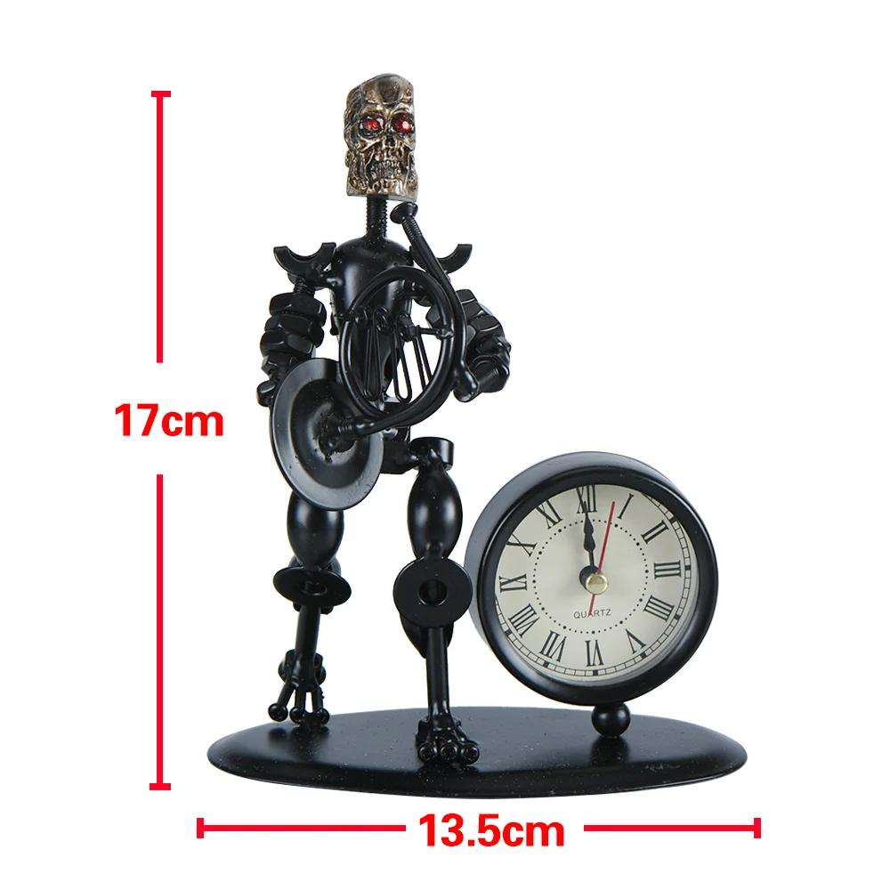 
Creative Gift Round skeleton Ironman Clock Music Crafts Metal Art Mini Alarm Clock For Gift 