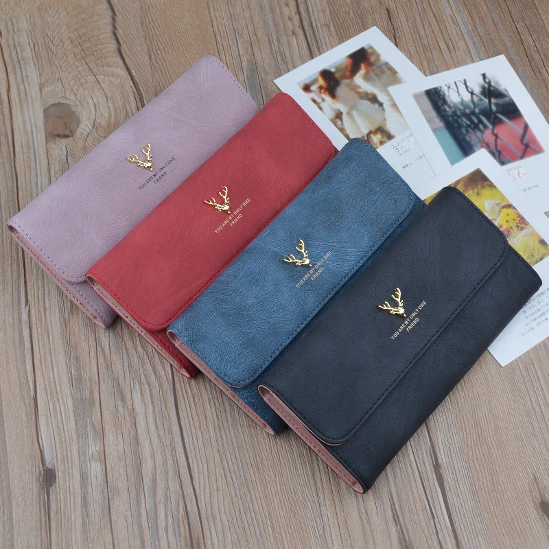 New women leather purse fashion long soft wallet for girl