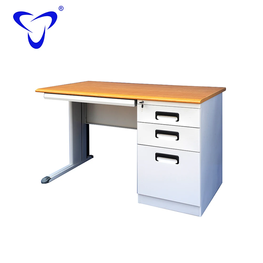 Metal Frame Legs Modern Expandable Desk Computer Table with 3 Drawers