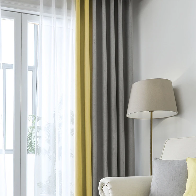 
2018 new Nordic style net red stitching linen curtains full shade fabric curtain custom,window curtain,blackout curtain 