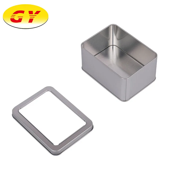 Wholesale tin metal recatangle packaging tin box with window