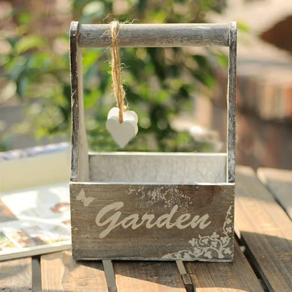 custom decoration wooden planter box succulent plants pots with handle