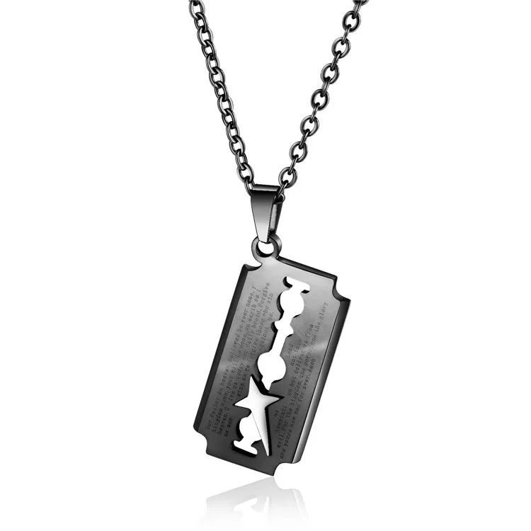 Shaving Blade Pendant Fashion Jewelry Necklace For Men