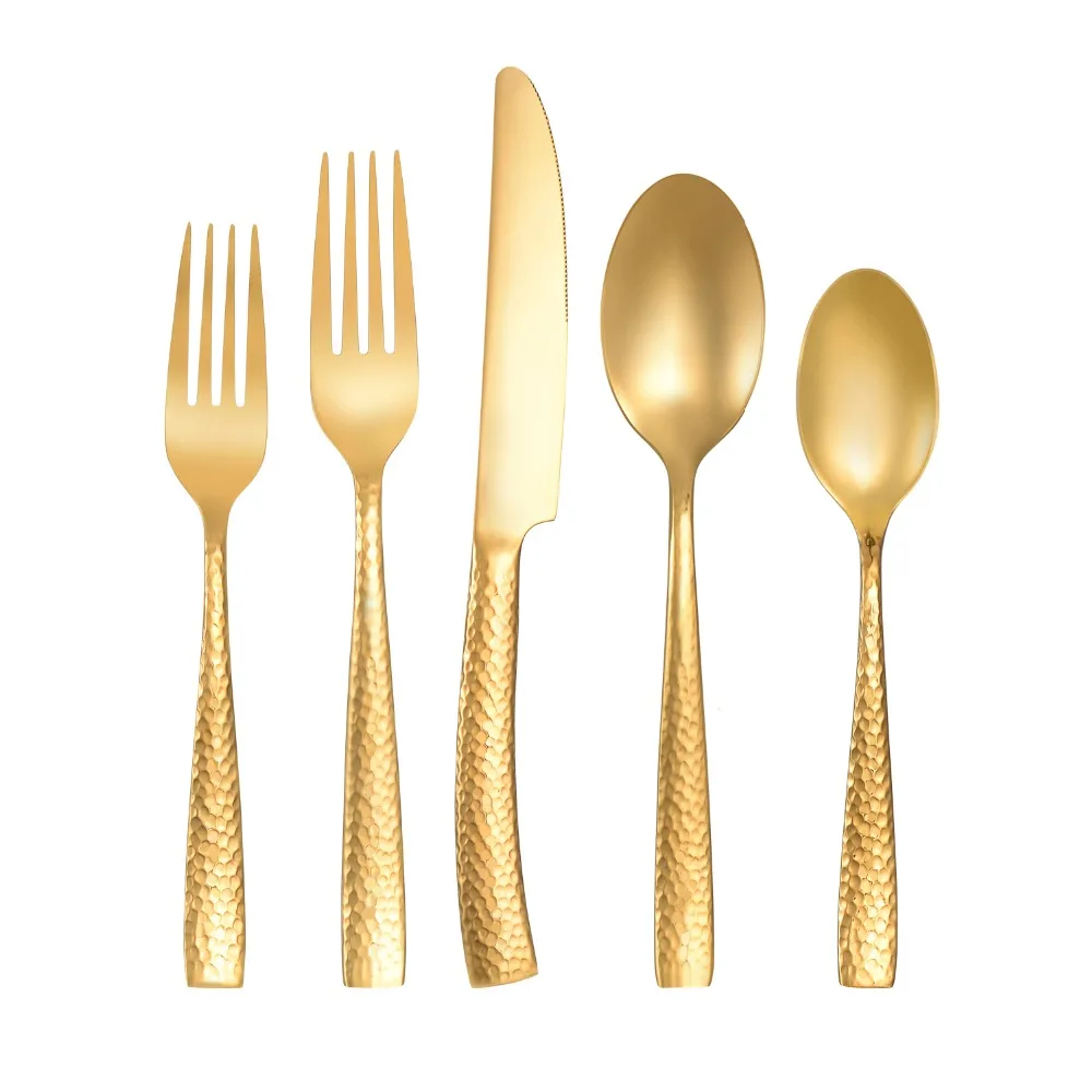 wedding gold plated stainless steel dinnerware gold flatware full gold cutlery