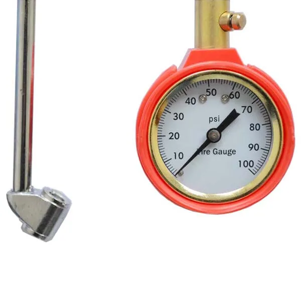 factory portable mechanical tyre air pressure gauge dual head chuck flexible tire inflator with rubber hose