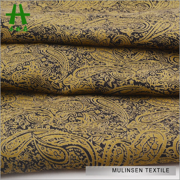 Mulinsen Textile Dyed Ground Discharge Printing Paisley Pattern Woven 30s Viscose Twill Fabric