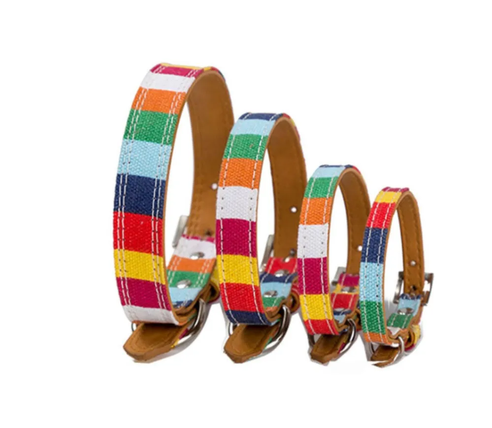 High Quality Colorful Canvas PU Luxury Dog Pet Collar