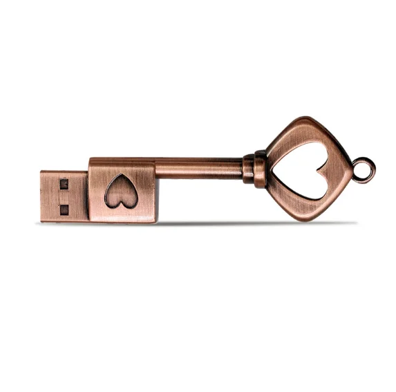 Classical Metal key heart shape usb flash drive metal memory key usb gift usb stick