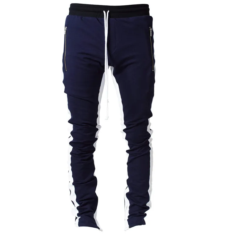 joggers sports pants contrast side stripe long drawstring custom mens track pants
