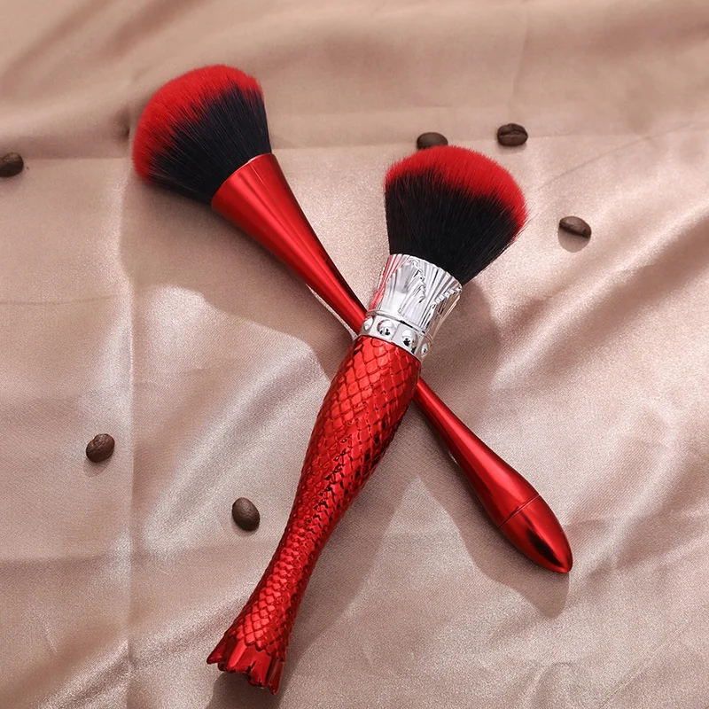 2019 Fangxia Professional Private Label Fiber Hair Plastic Handle Foundation Blush Brush Makeup Brush Nail Mermaid Brush