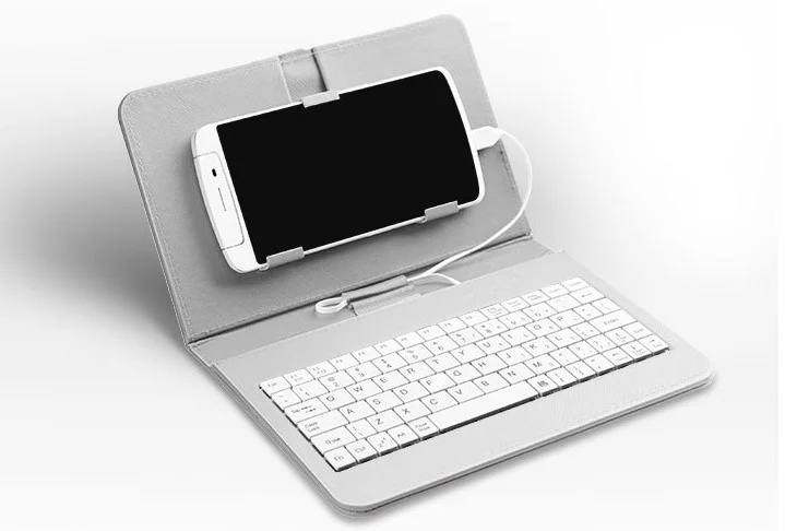 
multi color PU leather 5 inch folding smartphone case wired smartphone keyboard case 