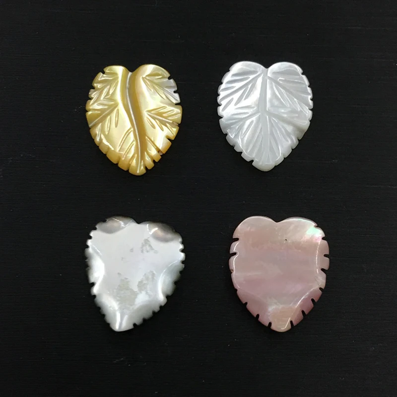 12*14mm Natural pink flower leaf shape carved mother of pearl engraved good quality loose gemstone shell jewelry