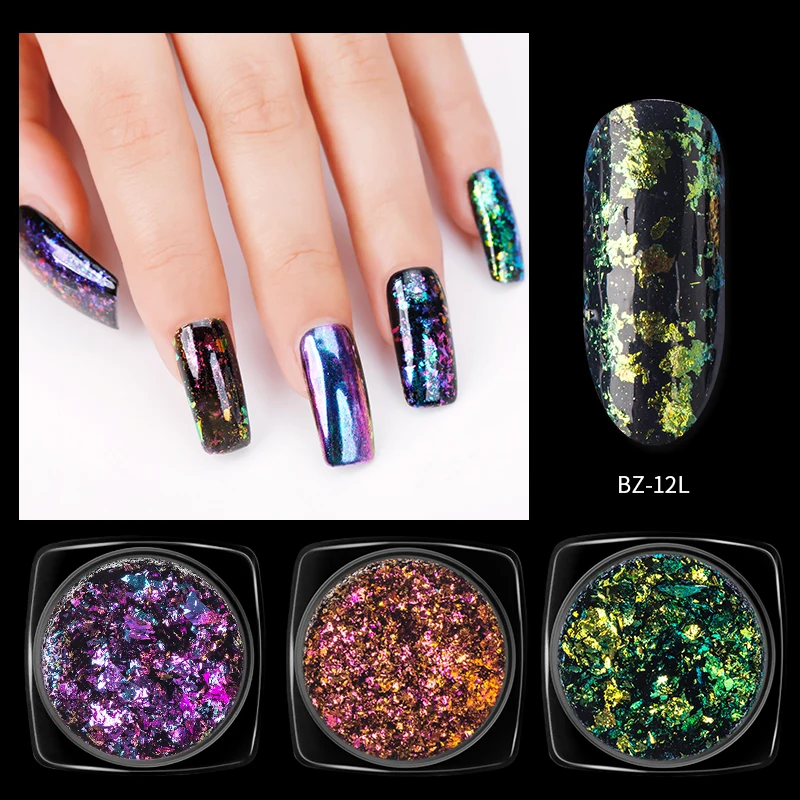 CCO Factory Direct Selling  Nail Mirror Effect chameleon Flakes powder chrome mirror powder