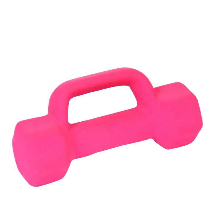 Gym equipment colorful dipping dumbbell D shape vinyl dumbbell with handle
