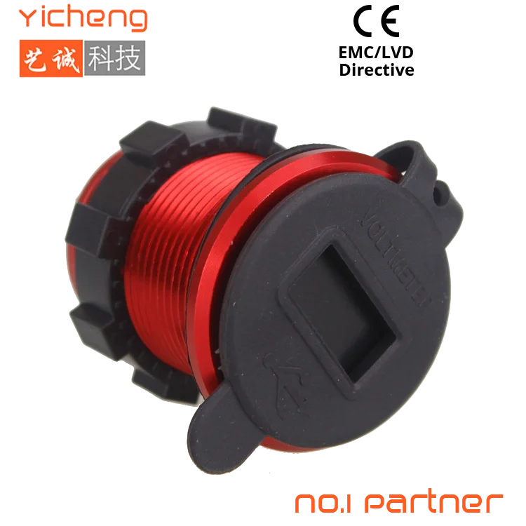 Metal Aluminum Housing 3.1A Dual USB Motorcycle Charger Socket Power Outlet for Marine Boat Car Golf Cart UTV ATV Phones Red