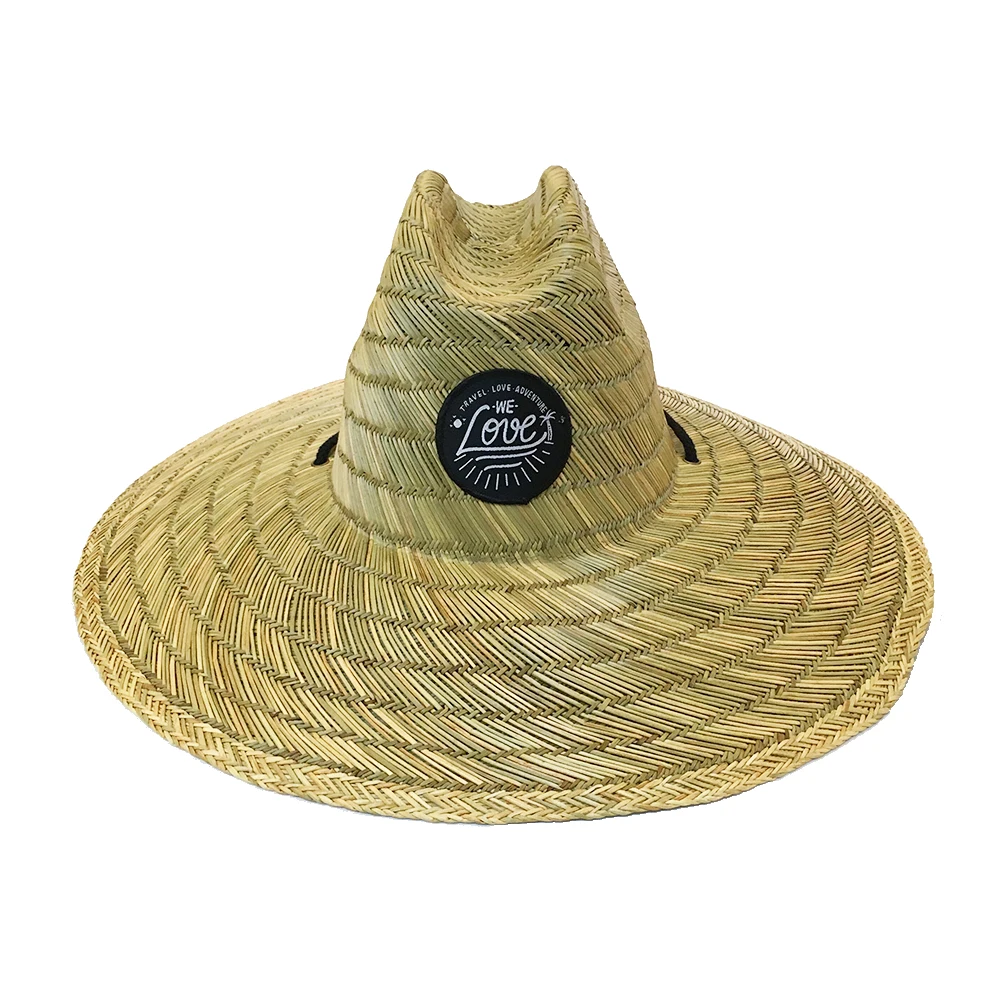Goldenway unisex summer raffia fishing straw hats life guard uv sun visor straw beach hat for women