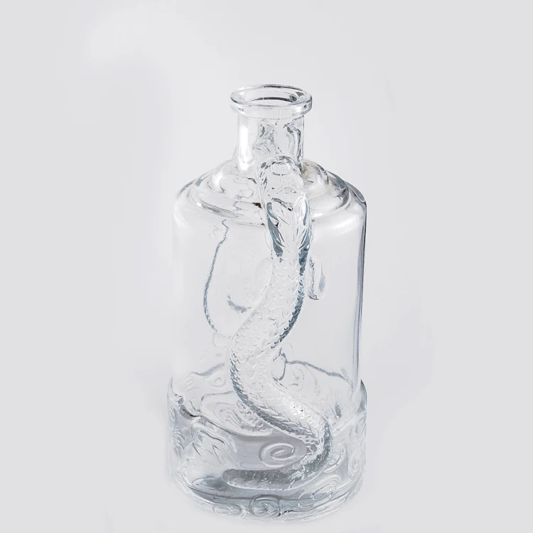 Engraving Dragons 250ml 500ml 750 ml Clear Glass Red Wine Vodka Whisky small wine bottle with lid