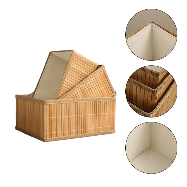 Wholesale OEM  Set of 3 Bamboo Storage Basket
