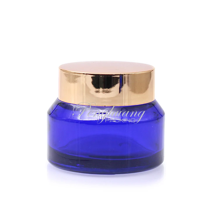 
Slant Cobalt blue cosmetic packing set luxury empty bottle 50g cream glass jar 