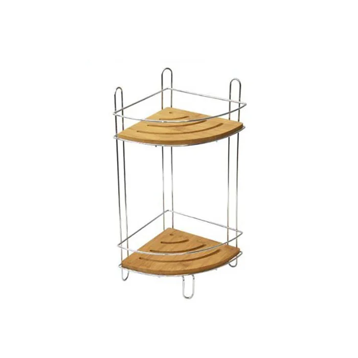 Free Standing Corner Bamboo Shower Caddy, Bath Organizer