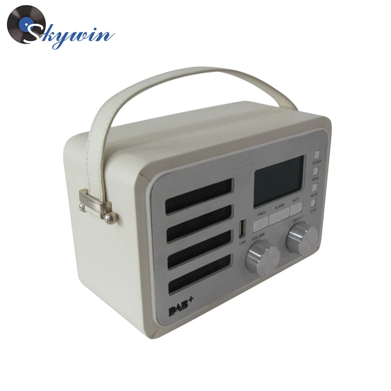 Classic Portable Leather style LCD Alarm Clock AM/FM Radio with spealer AUX IN