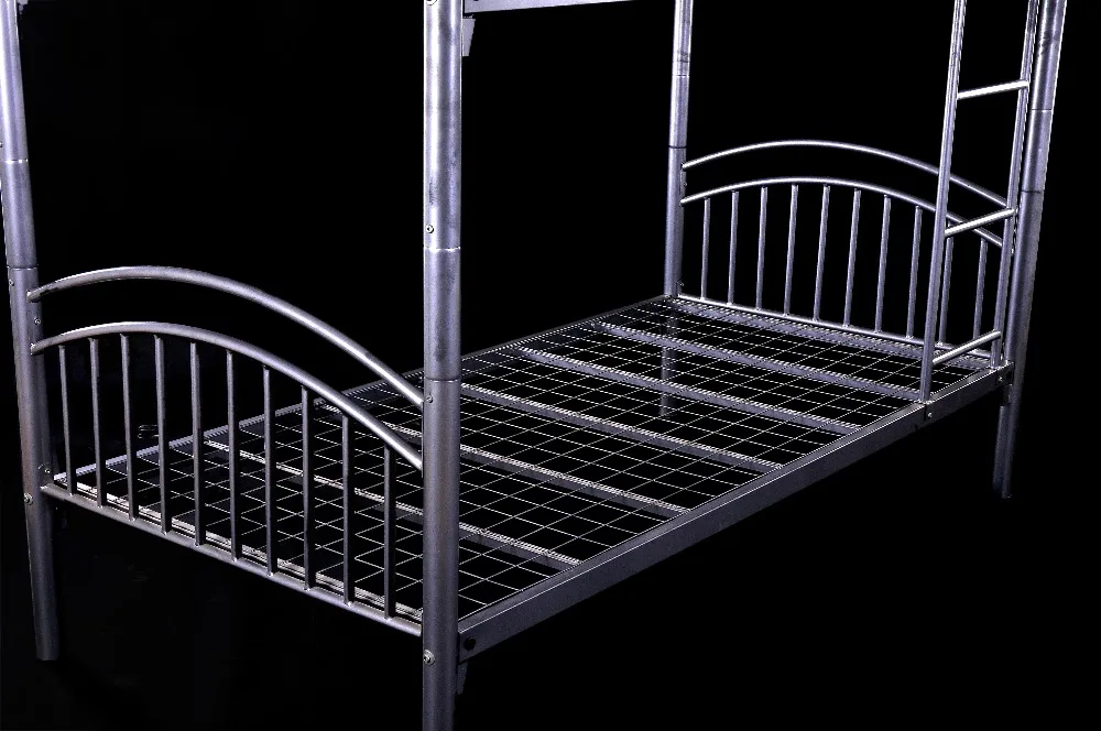 
Metal bunk beds with wire mesh base 