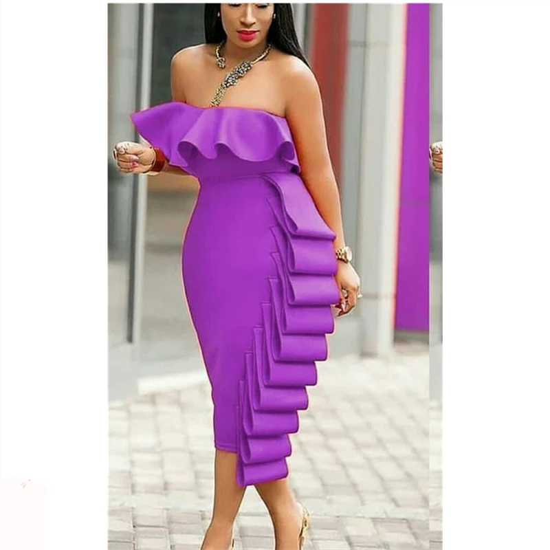Hot Girl Dress Bodycon Evening Off Shoulder Party Ruffles Sexy Summer Club Wear Dress Backless Ladies Slim Elegant Tight Robes