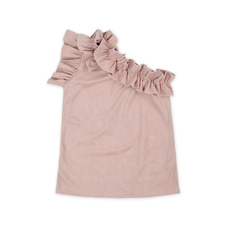 Latest New Style Girls Shirt Kids One Shoulder Ruffle Top Girls Boutique Clothing