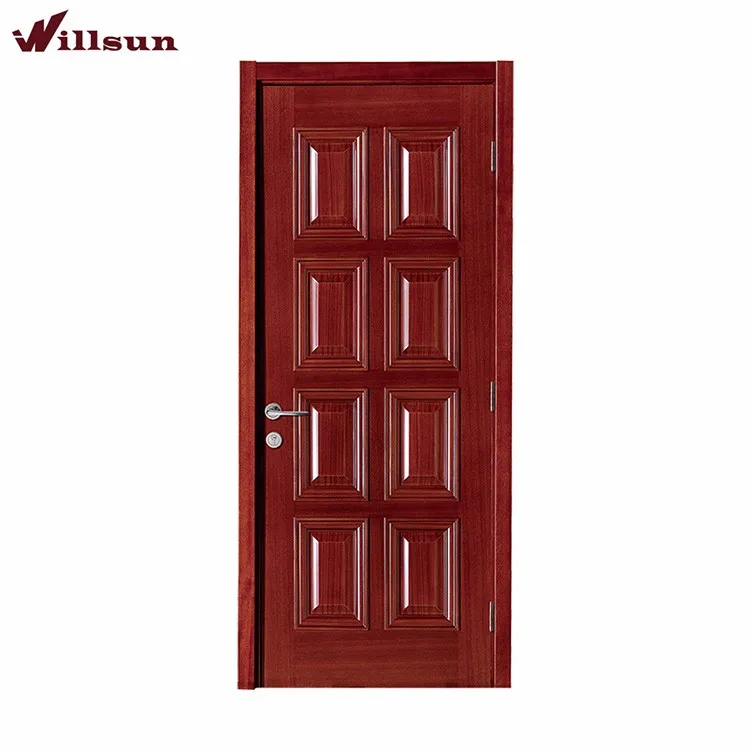 Solid lattice wood grid design solid wood door Indian kerala house interior door