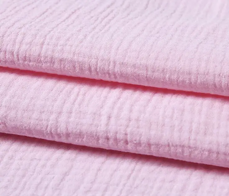 
Custom color on solid color crinkle double gauze fabric 