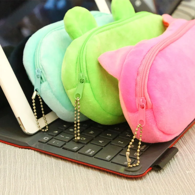 
Creative new design soft cute animal plush pencil bag for student 