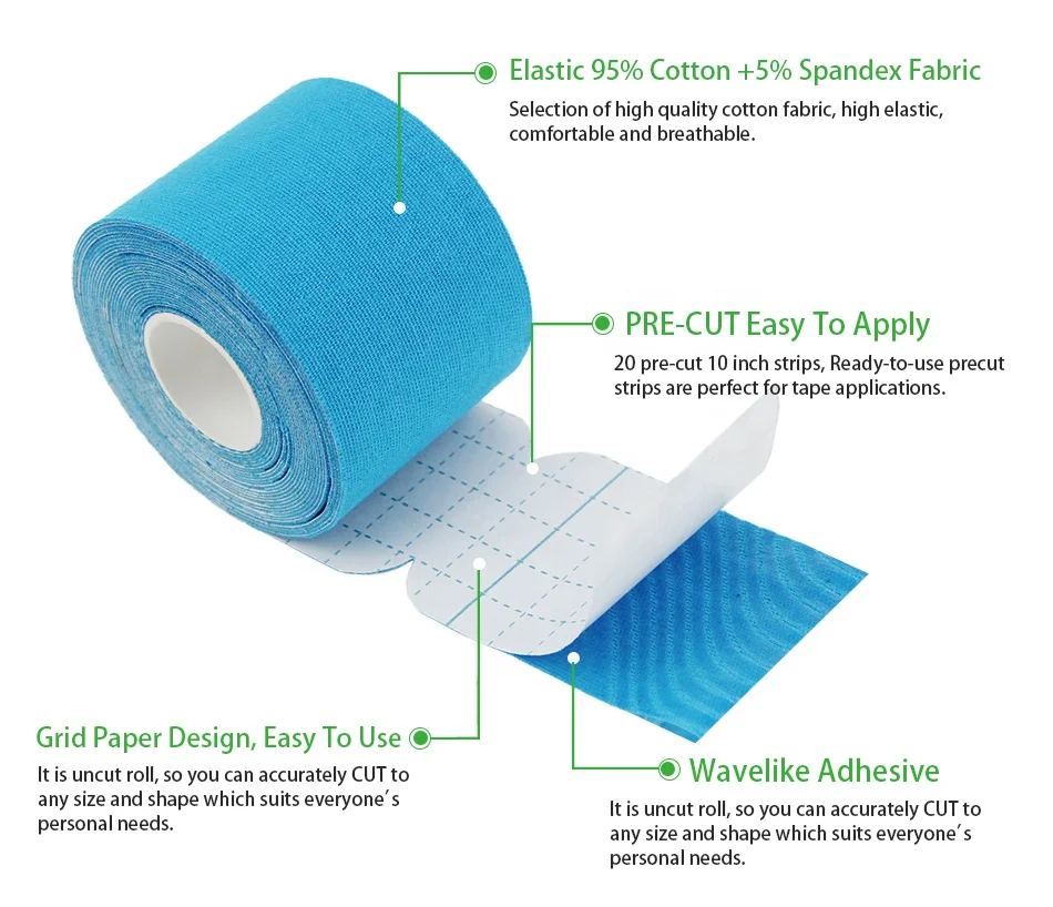 Waterproof Physio Therapy Recovery Elastic Cotton Muscle Athletic Tape Precut Kinesiology Sports Tape