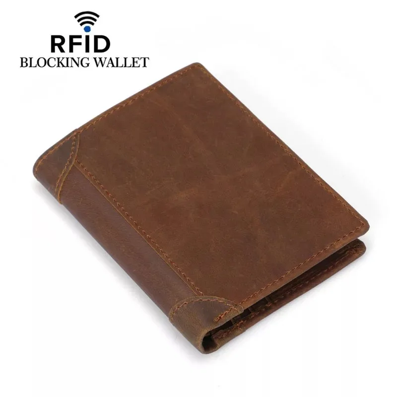 
Custom anti RFID bifold man wallets crazy horse leather wallet for men 