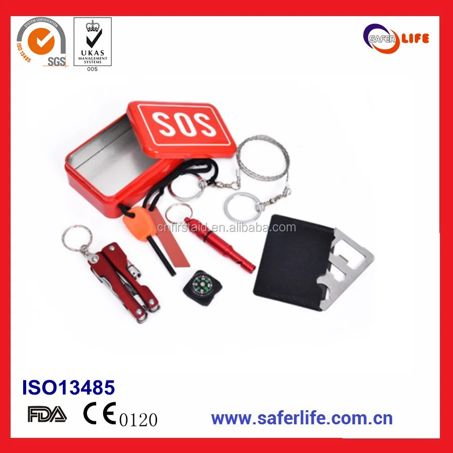 Outdoor survival tool emergency combination set life-saving box SOS self-rescue first aid box