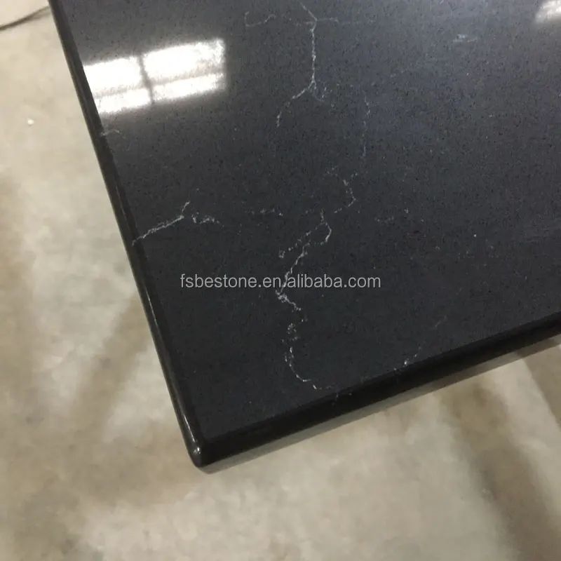 Черный прожилками Искусственного Камня Кварца Плиты
