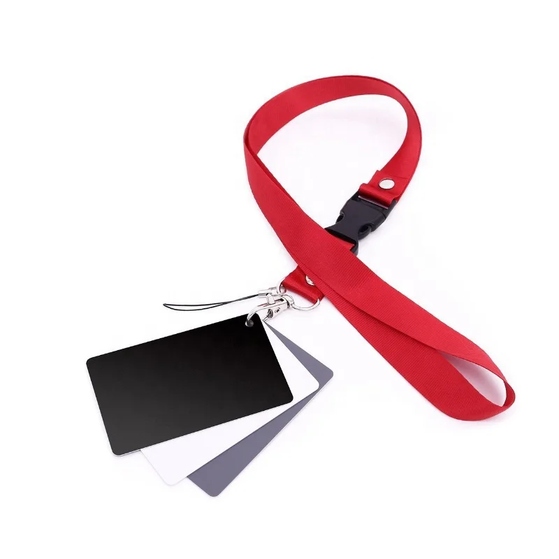 3 in 1 Pocket-Size 18% Grey Card Board White Balance Card Black with Neck Strap for Digital Photography Photometric