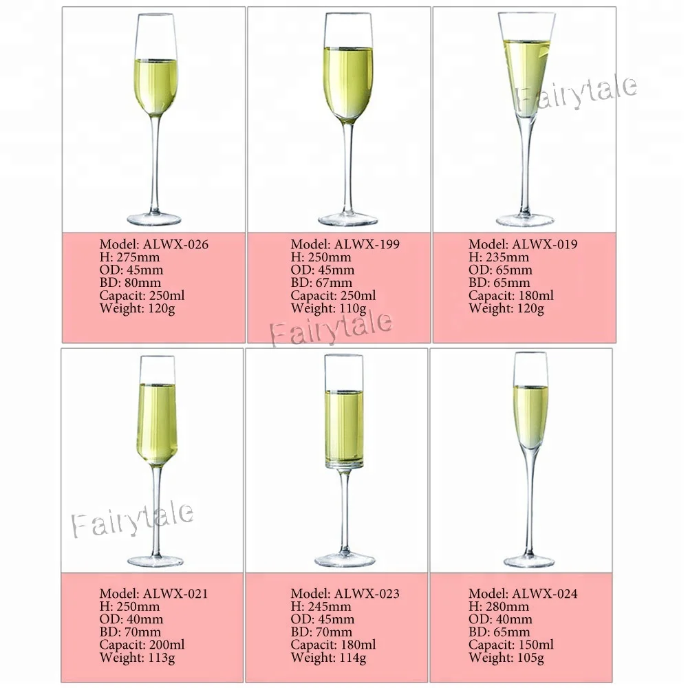 
Party Anniversary Drinking Glassware Decorative Stem Flute Clear Champagne Glasses 