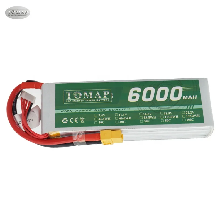 
TOMAP Oem 6000 Mah 2S 3S 4S 5S 6S Li-Po 50C 30C Cell Li Polymer 7.4V 14.8V Lipo Battery Pack For Rc Models 