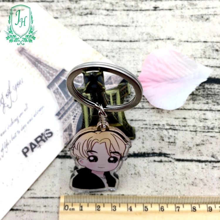 NO MOQ Glitter epoxy hologram custom printed anime keychain laser cut acrylic charms