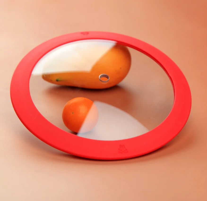 Silicone rim tempered glass lid for cooking pot cookware square silicone lids