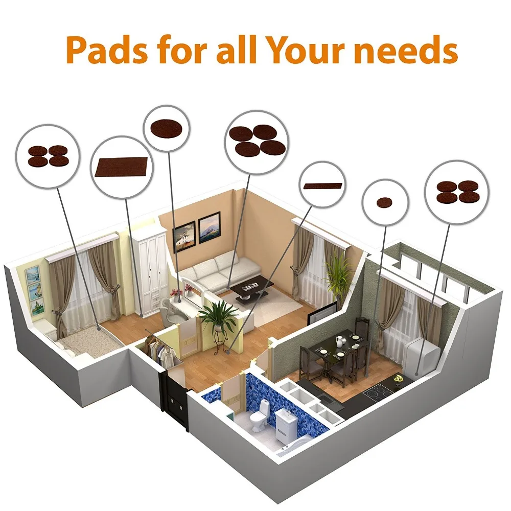 Оптовая продажа, самоклеящиеся подкладки из войлока для ножек стола стула