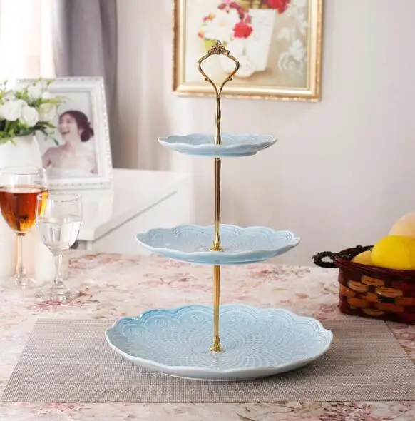 3-tier Pink Ceramic Cake Stand/Tea Party Pastry Serving Platter/ Food