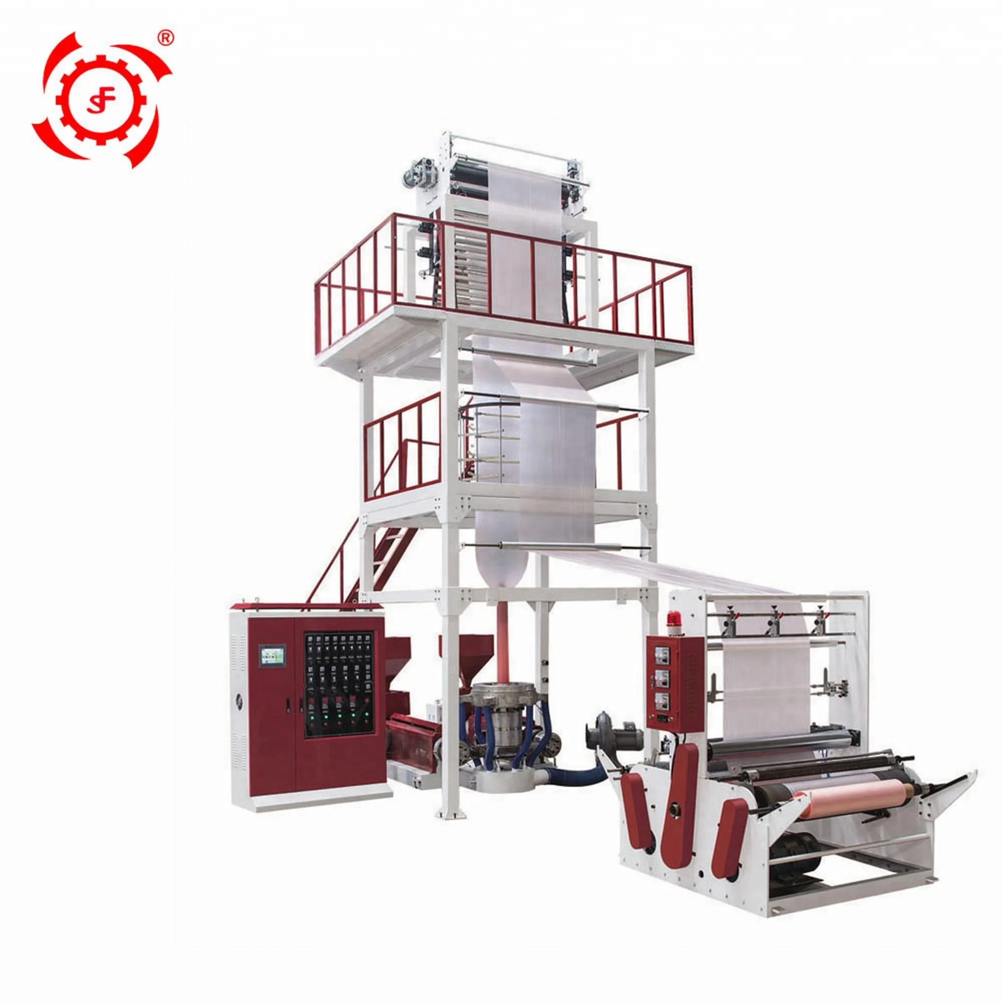 
LIFENG Biodegradable High Speed rotary head pe shrink hdpe ldpe aba plastic extruder blowing film making machine price 